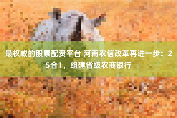 最权威的股票配资平台 河南农信改革再进一步：25合1，组建省级农商银行