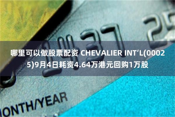 哪里可以做股票配资 CHEVALIER INT‘L(00025)9月4日耗资4.64万港元回购1万股